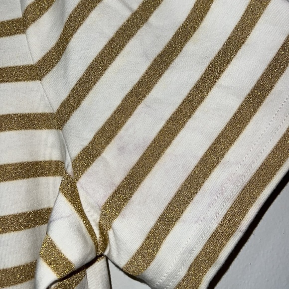 Women’s White Top Gold Stripes Neckline Detail - Picture 4 of 4
